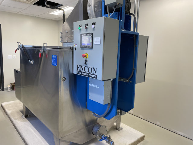 ENCON Thermal Evaporator 18 gallon per hour evaporation capacity, natural gas fired, used for volume reduction of industrial tank cleaning wash and rinse water  